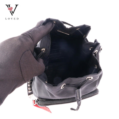 Studded New Vela Tessuto Nylon Bucket Bag