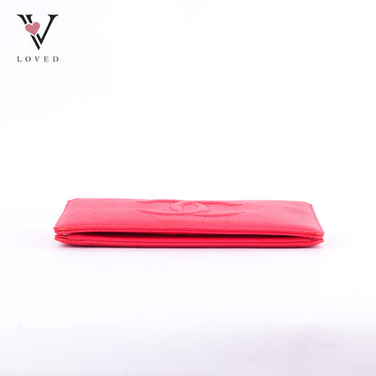 Chanel Bi-Fold Wallet In Red Leather