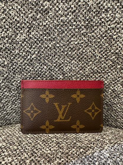 Louis Vuitton Card Case In Monogram Canvas with Red Lining