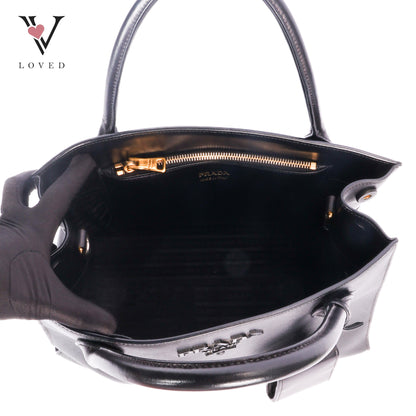 Black Saffiano Lux Leather Monochrome Tote