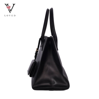 Black Saffiano Lux Leather Monochrome Tote