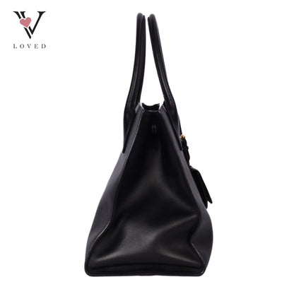 Black Saffiano Lux Leather Monochrome Tote