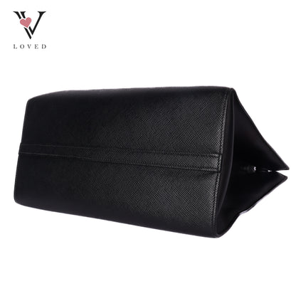Black Saffiano Lux Leather Monochrome Tote