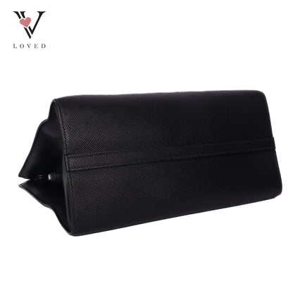 Black Saffiano Lux Leather Monochrome Tote