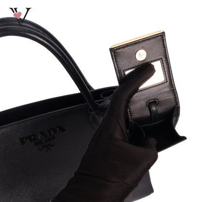 Black Saffiano Lux Leather Monochrome Tote