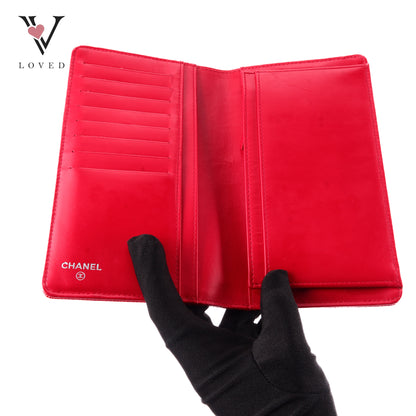 Chanel Bi-Fold Wallet In Red Leather