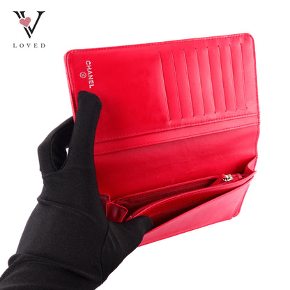 Chanel Bi-Fold Wallet In Red Leather
