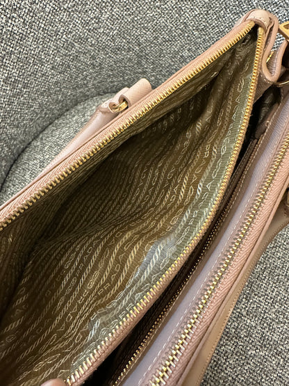 Prada Saffiano Lux Galleria Double Zip Handbag in Light Pink