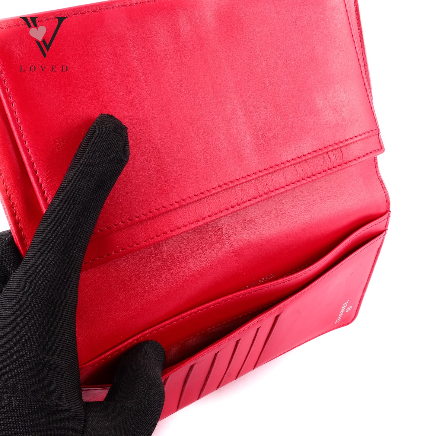 Chanel Bi-Fold Wallet In Red Leather