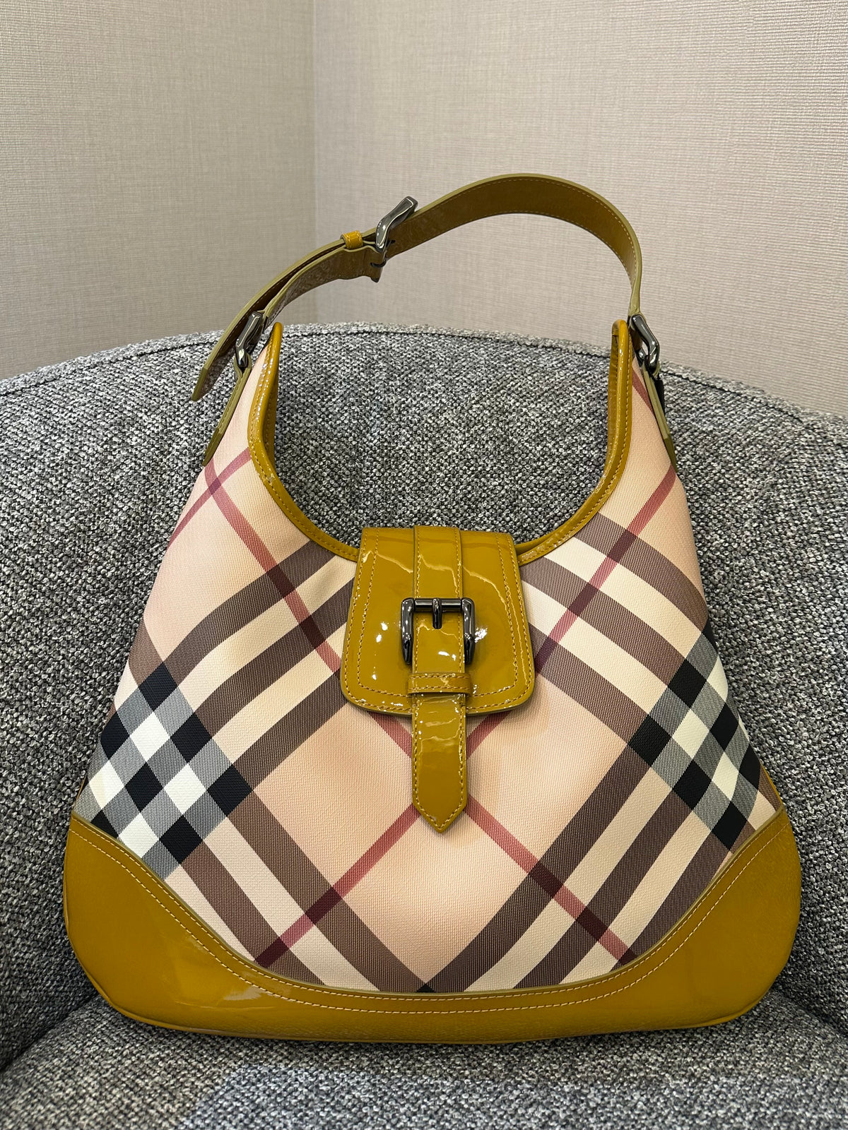 Burberry Brooke Hobo Bag in Yellow Patent Leather