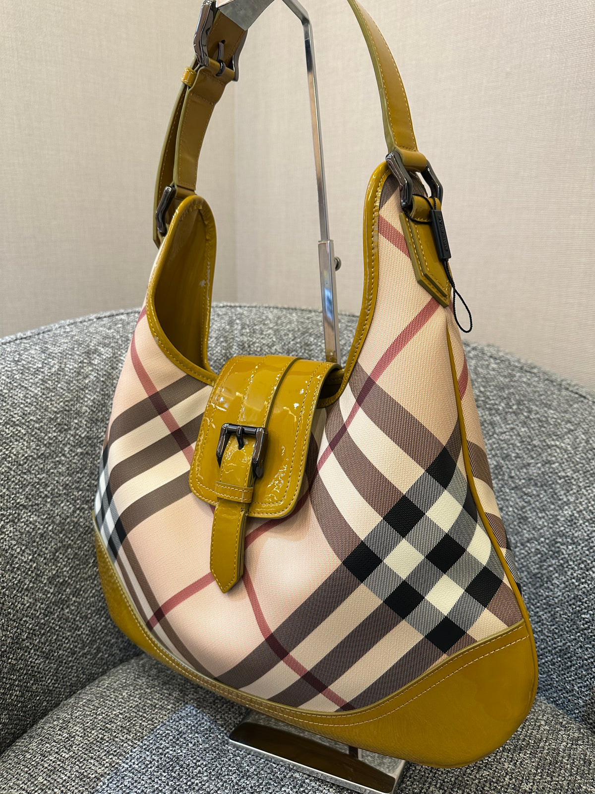 Burberry Brooke Hobo Bag in Yellow Patent Leather