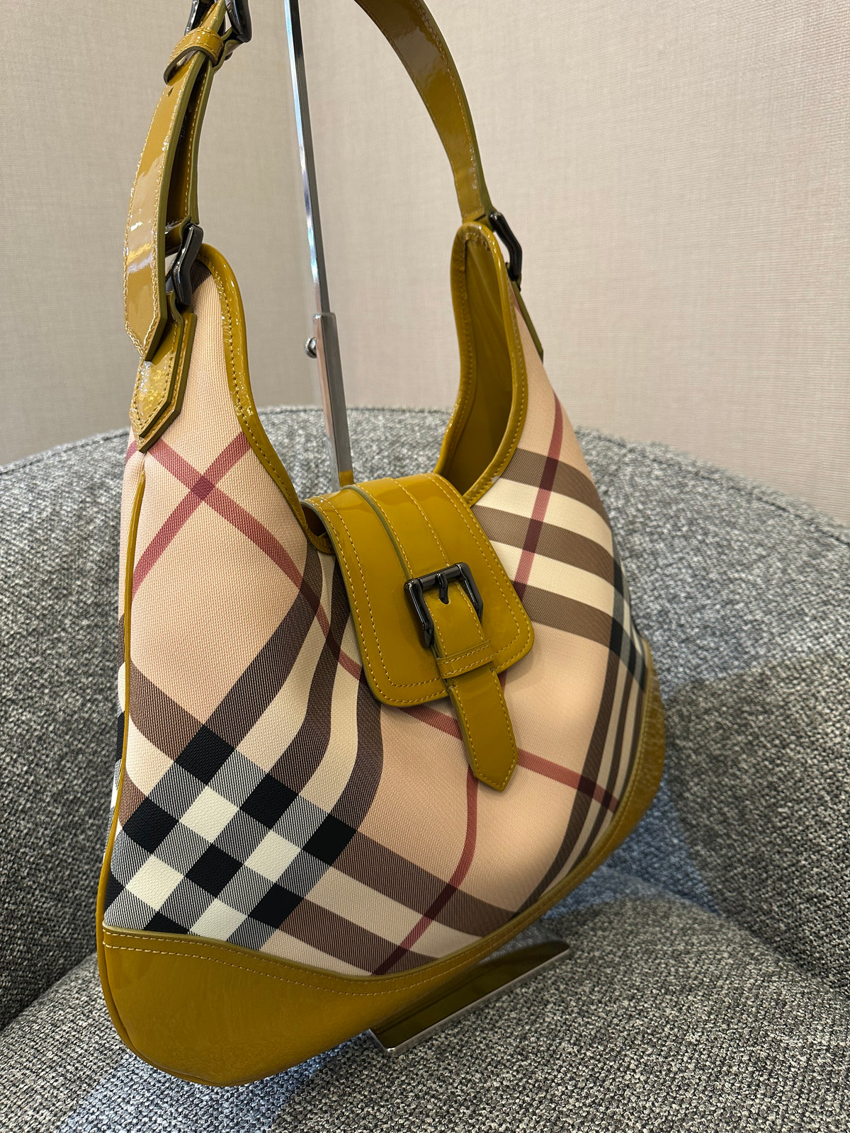 Burberry Brooke Hobo Bag in Yellow Patent Leather
