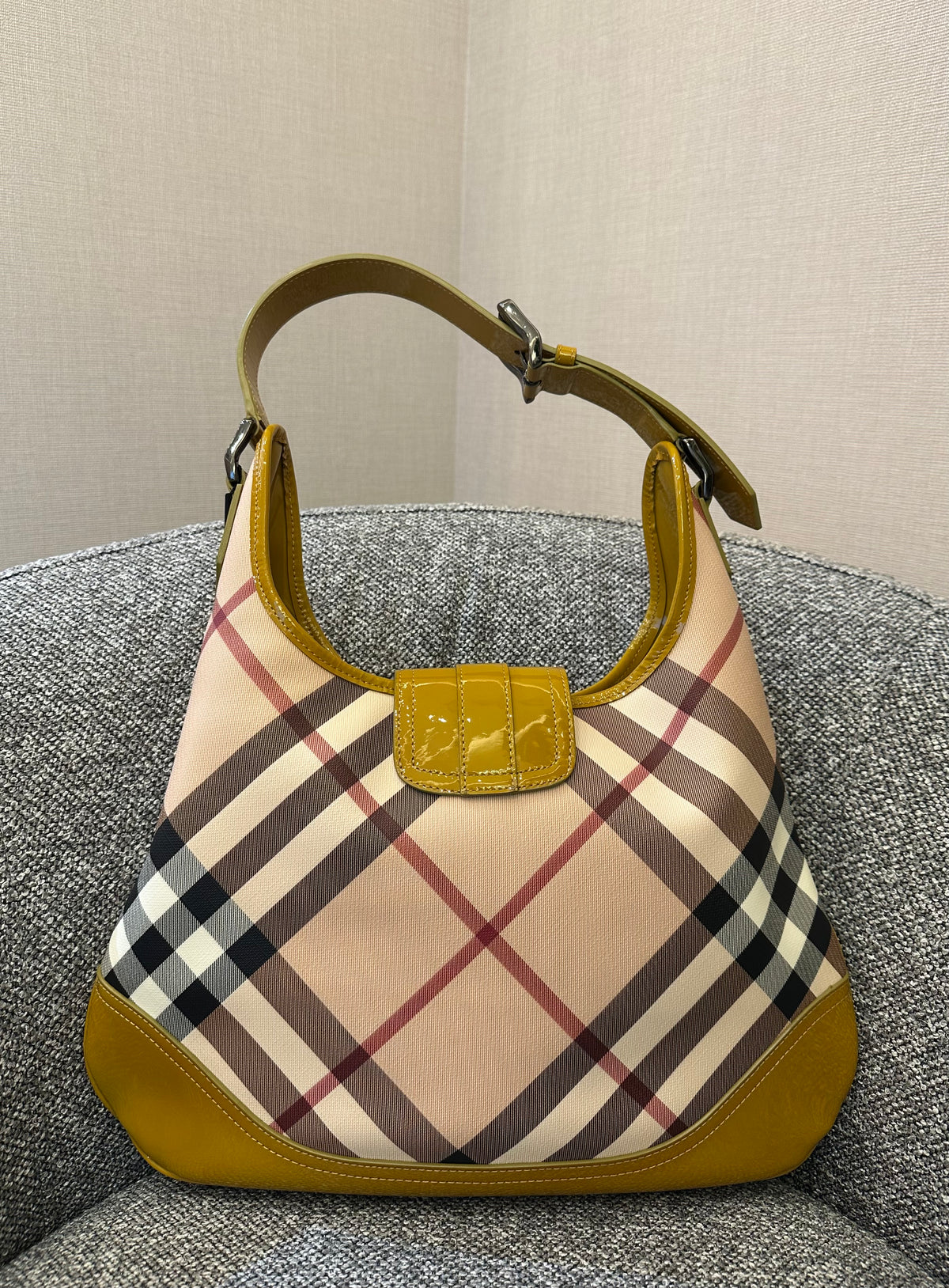 Burberry Brooke Hobo Bag in Yellow Patent Leather