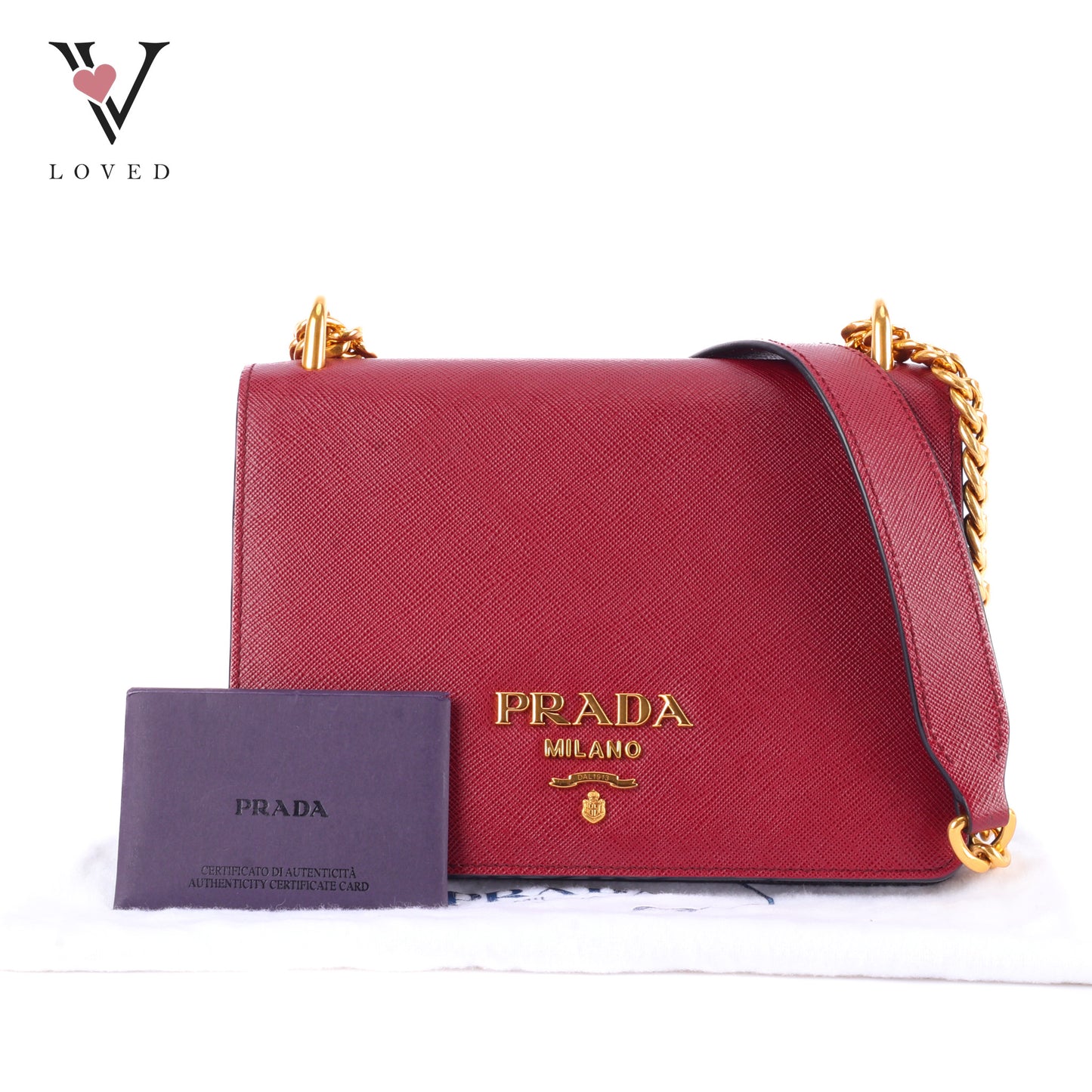 Prada Fouco Saffiano Lux Leather Crossbody Bag In Red