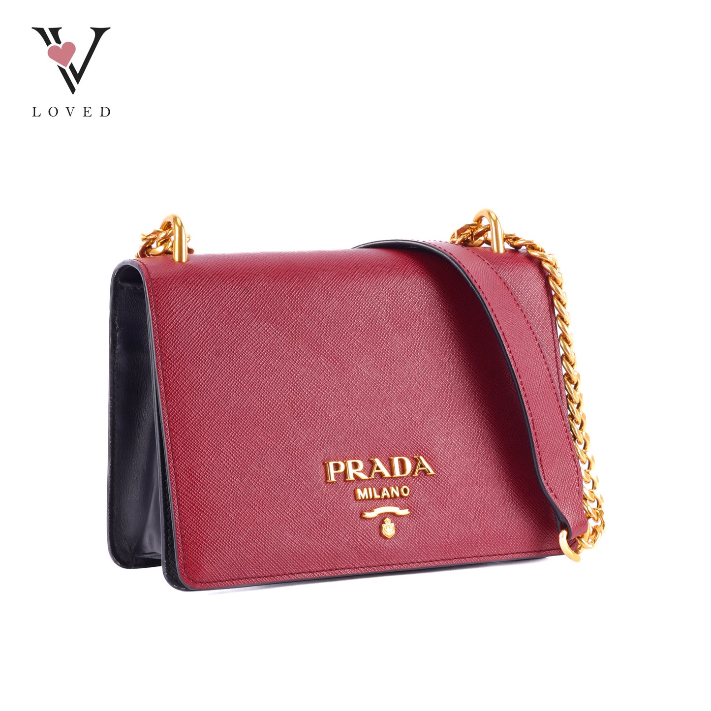 Prada Fouco Saffiano Lux Leather Crossbody Bag In Red