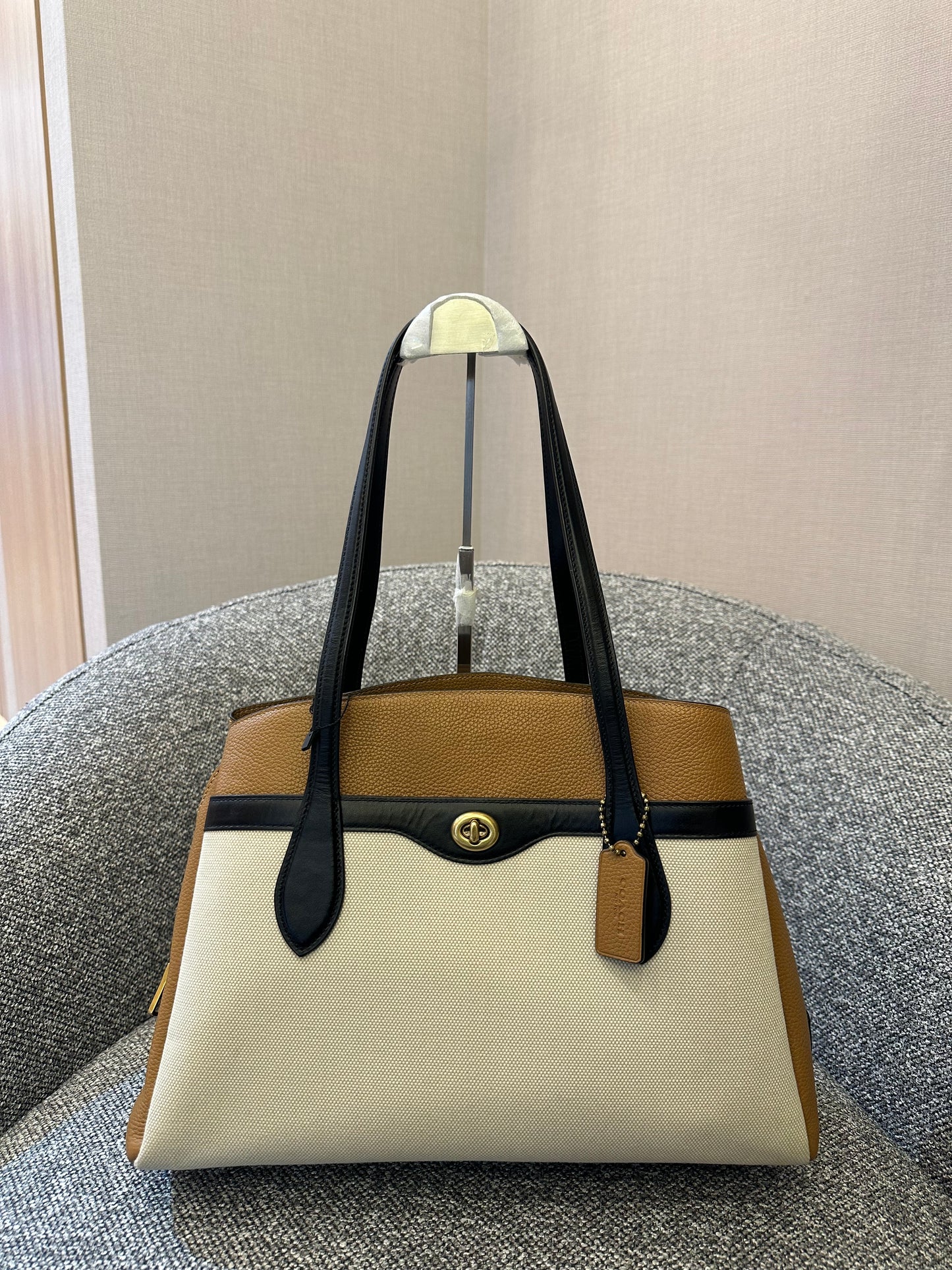 Coach Lora Carryall Tote Bag in Colorblock Pebbled Leather