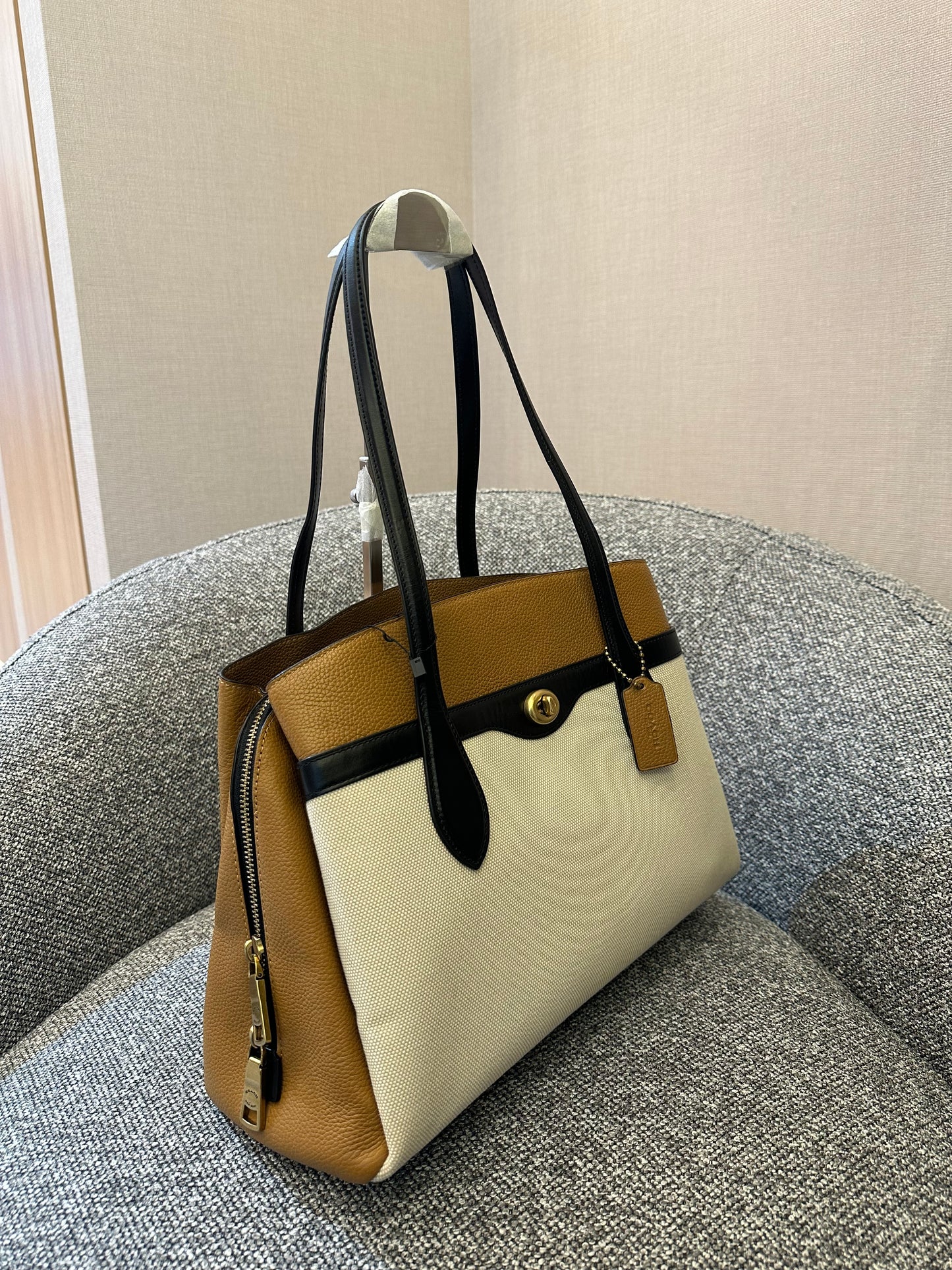 Coach Lora Carryall Tote Bag in Colorblock Pebbled Leather