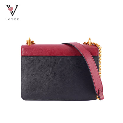 Prada Fouco Saffiano Lux Leather Crossbody Bag In Red