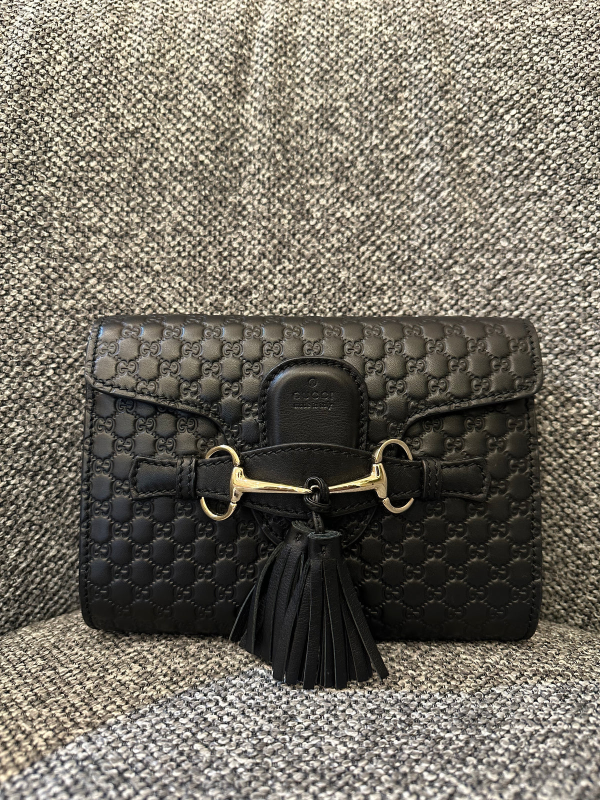 Gucci Microguccissima Mini Emily Shoulder in Black Leather