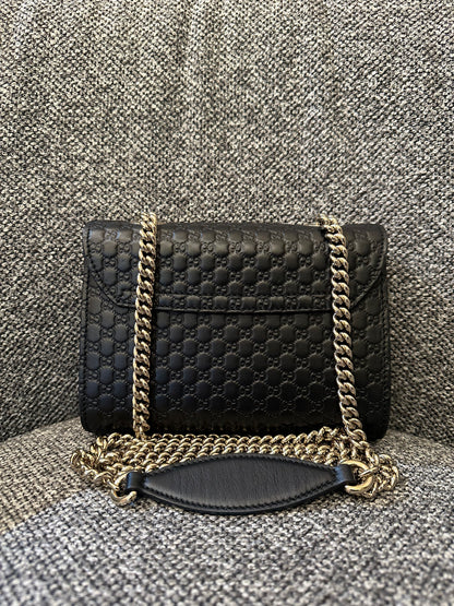Gucci Microguccissima Mini Emily Shoulder in Black Leather