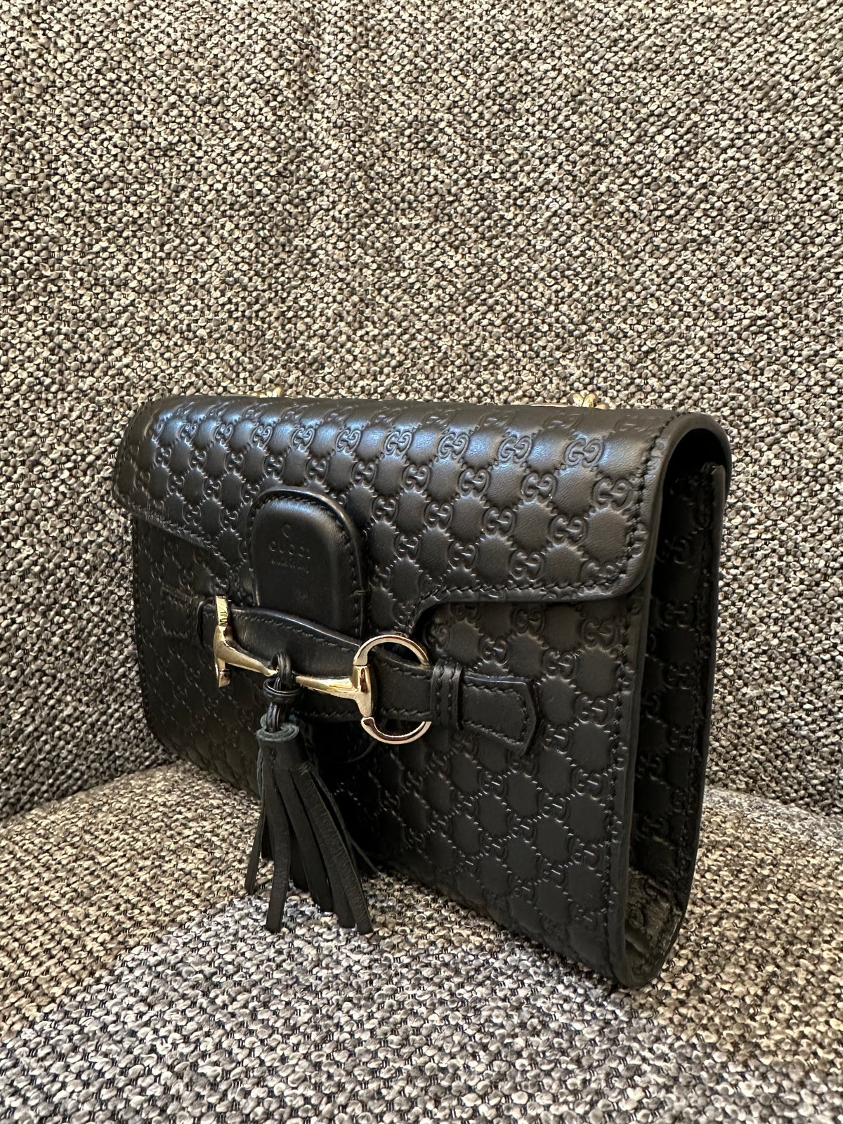 Gucci Microguccissima Mini Emily Shoulder in Black Leather