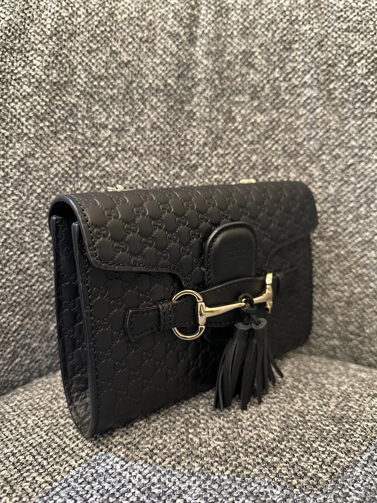 Gucci Microguccissima Mini Emily Shoulder in Black Leather