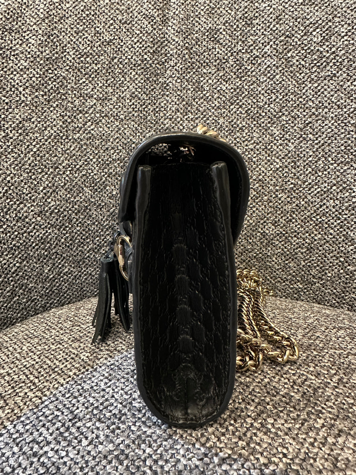 Gucci Microguccissima Mini Emily Shoulder in Black Leather