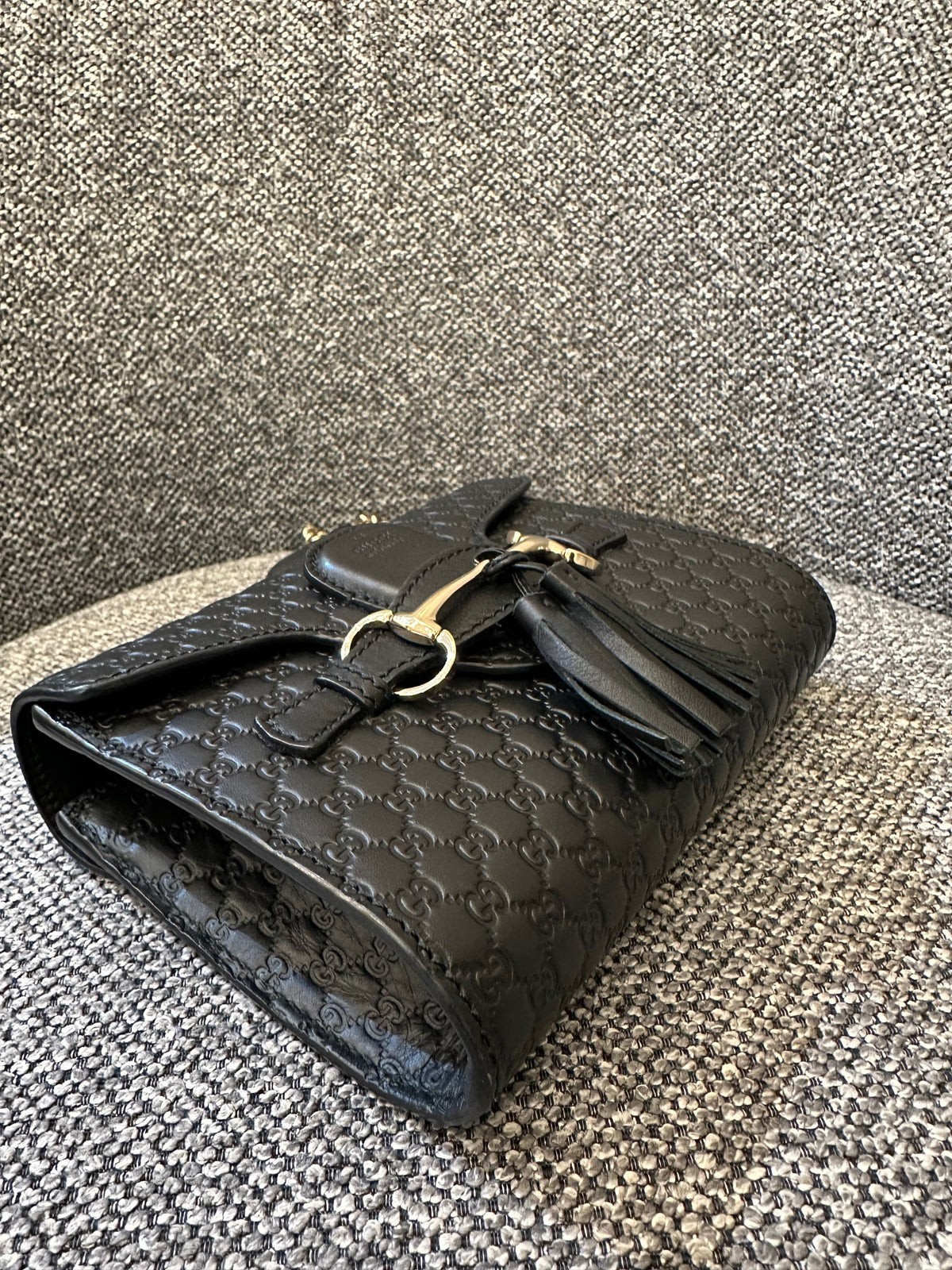 Gucci Microguccissima Mini Emily Shoulder in Black Leather