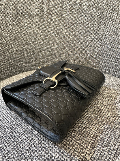 Gucci Microguccissima Mini Emily Shoulder in Black Leather