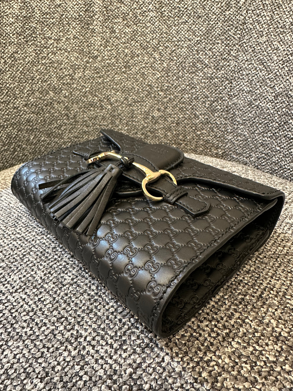 Gucci Microguccissima Mini Emily Shoulder in Black Leather
