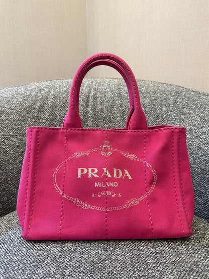 Prada Canapa Tote Bag in Fuchsia Pink Canvas