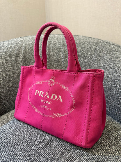 Prada Canapa Tote Bag in Fuchsia Pink Canvas