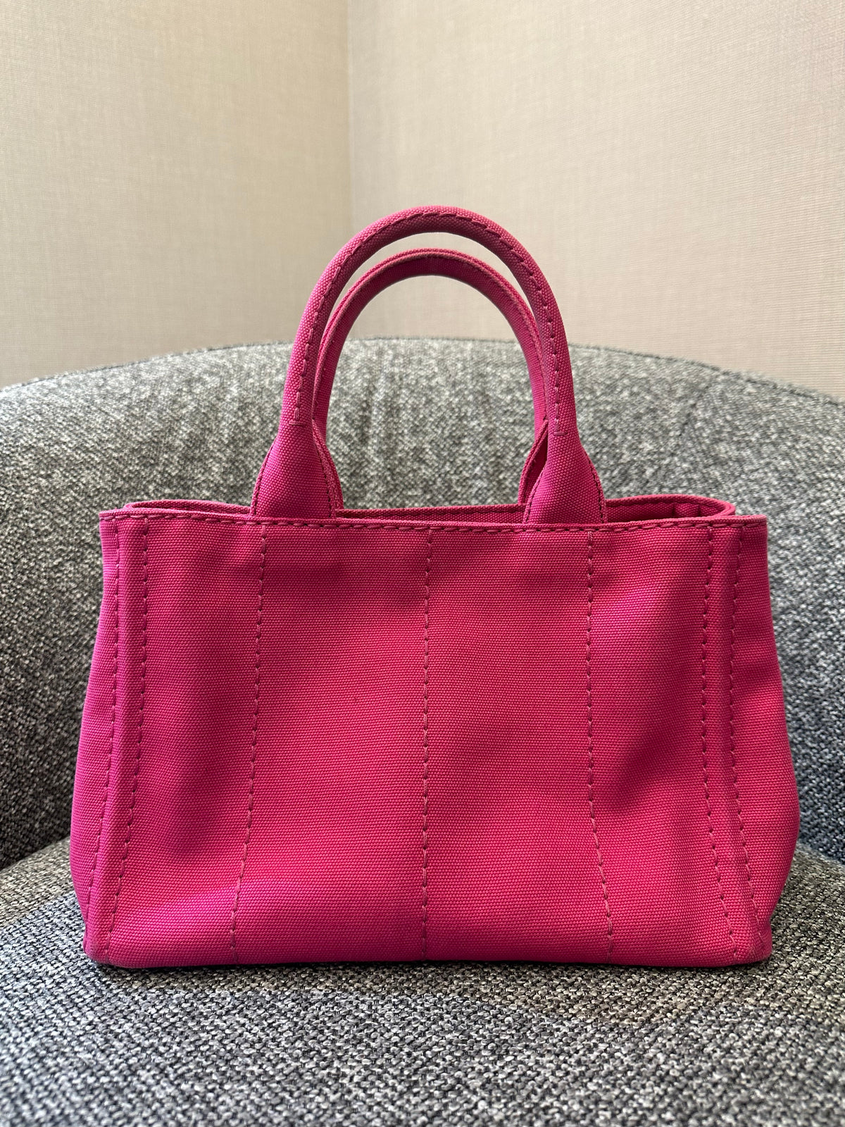 Prada Canapa Tote Bag in Fuchsia Pink Canvas