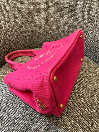 Prada Canapa Tote Bag in Fuchsia Pink Canvas