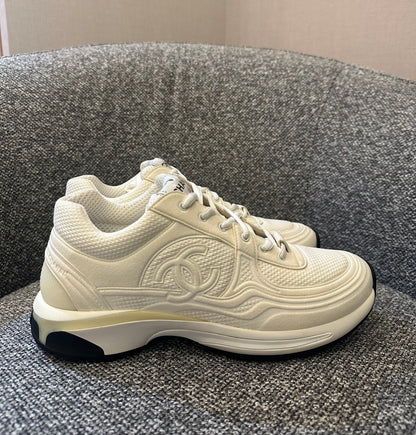 Chanel 24s Sneakers in White Fabric and Leather