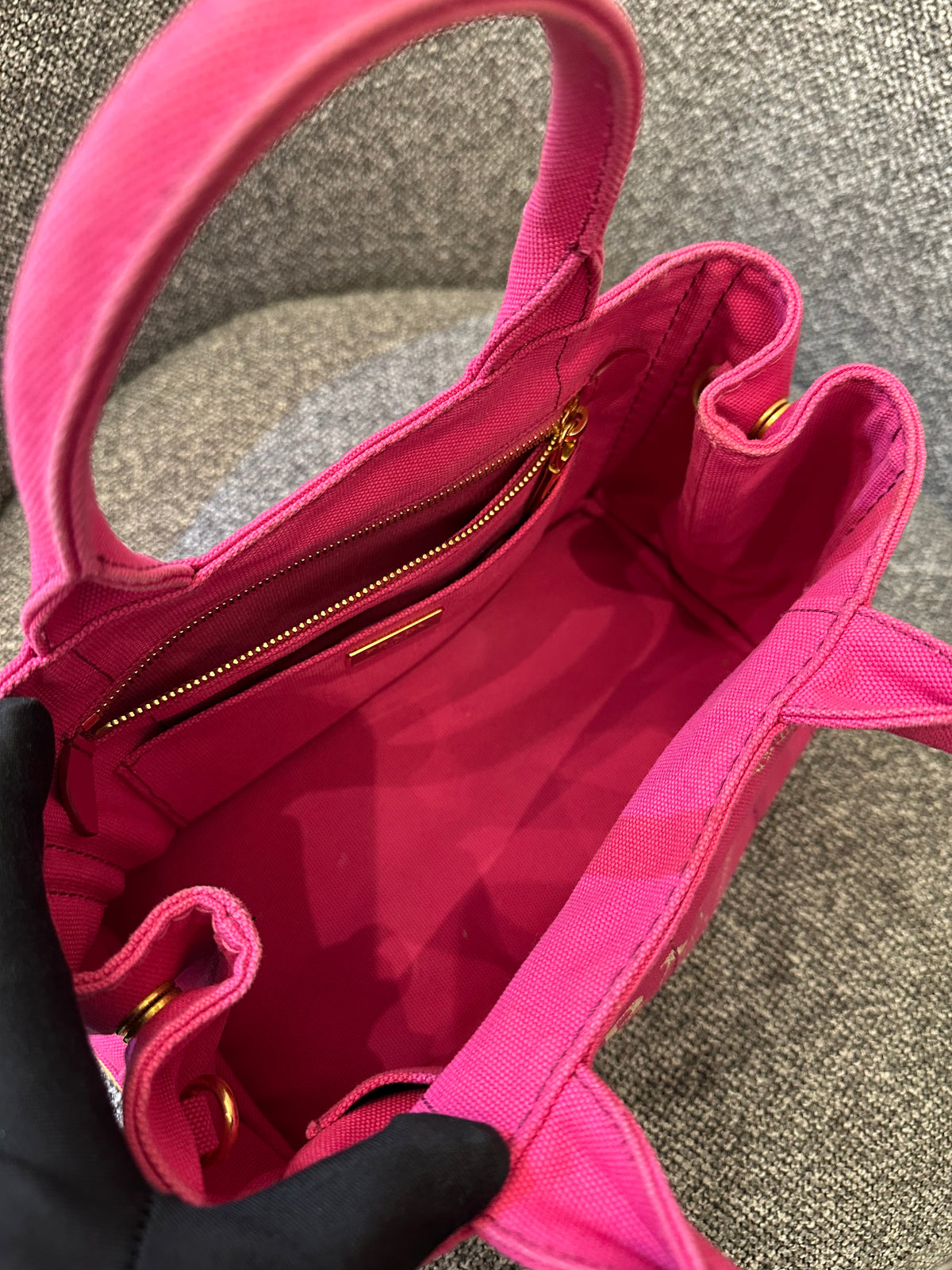 Prada Canapa Tote Bag in Fuchsia Pink Canvas