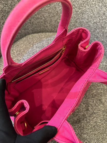 Prada Canapa Tote Bag in Fuchsia Pink Canvas