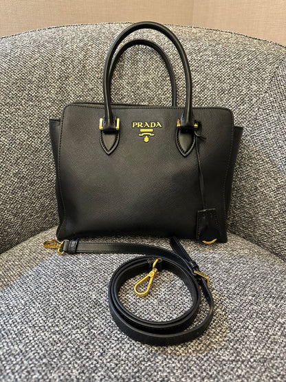 Prada Saffiano Soft Calfskin Tote Bag in Black