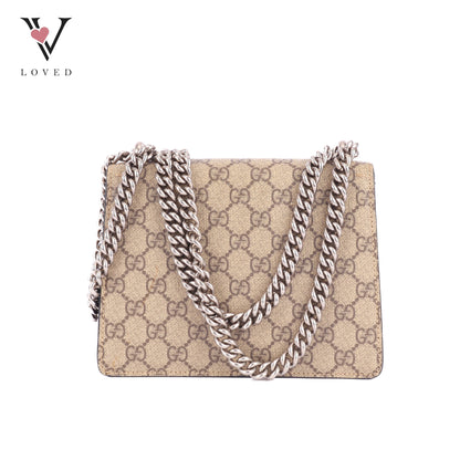 Gucci Mini Dionysus Shoulder Bag In GG Coated Canvas And Suede