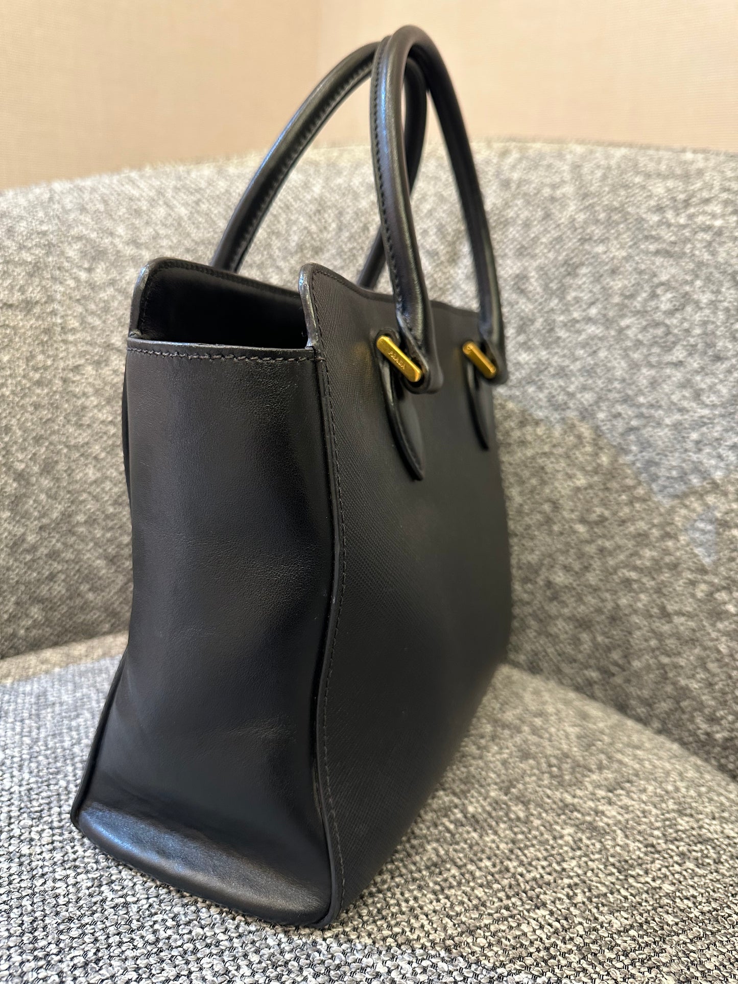 Prada Saffiano Soft Calfskin Tote Bag in Black