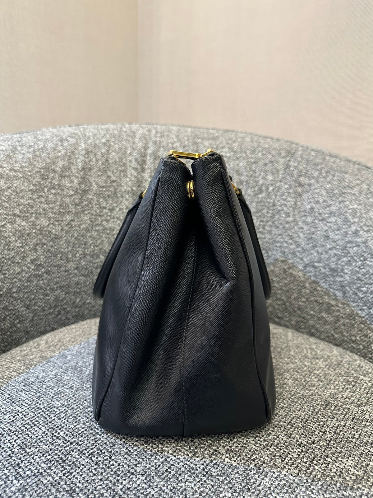 Prada Galleria Saffiano Leather Double Zip Tote Bag in Black