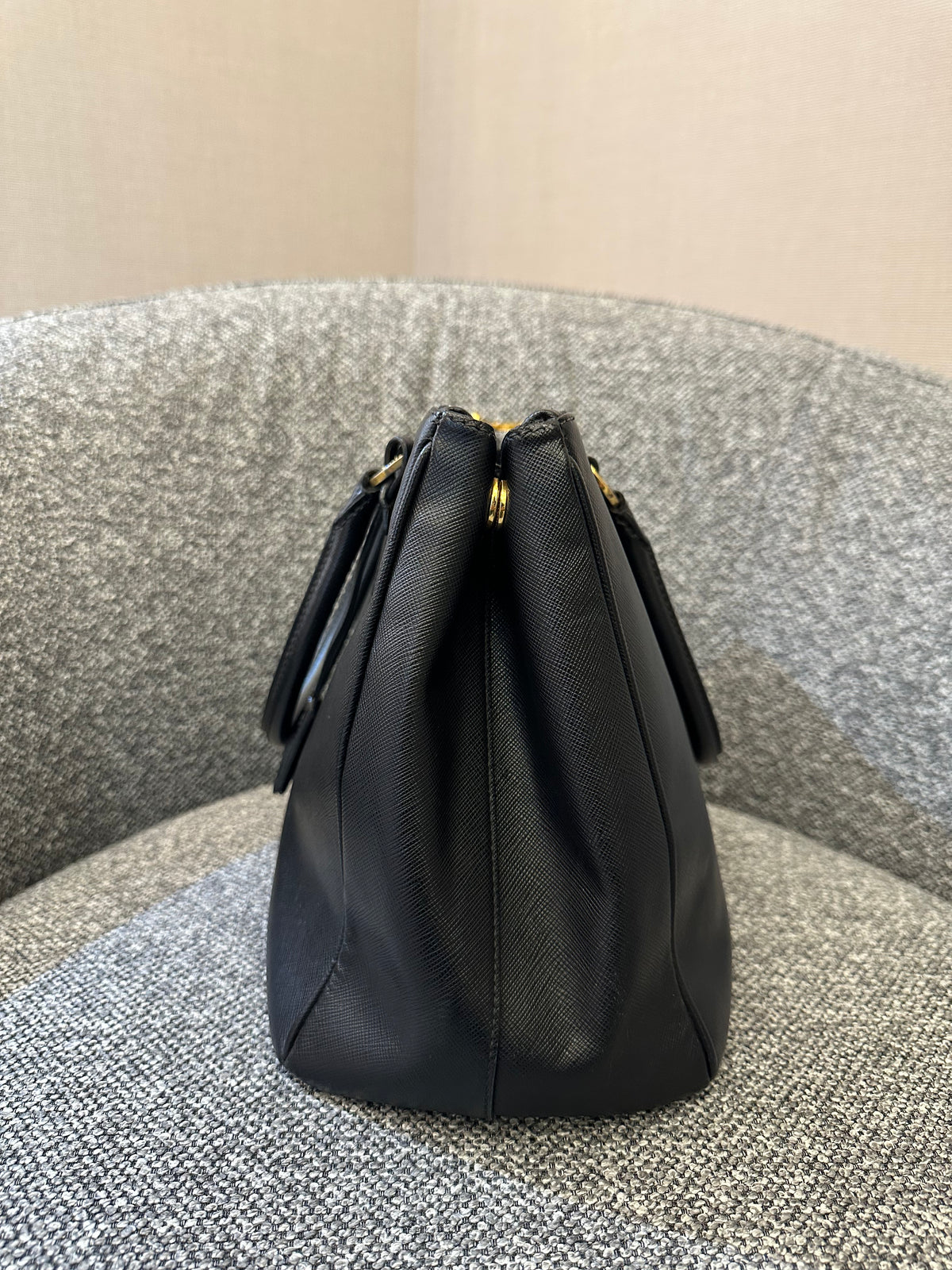 Prada Galleria Saffiano Leather Double Zip Tote Bag in Black