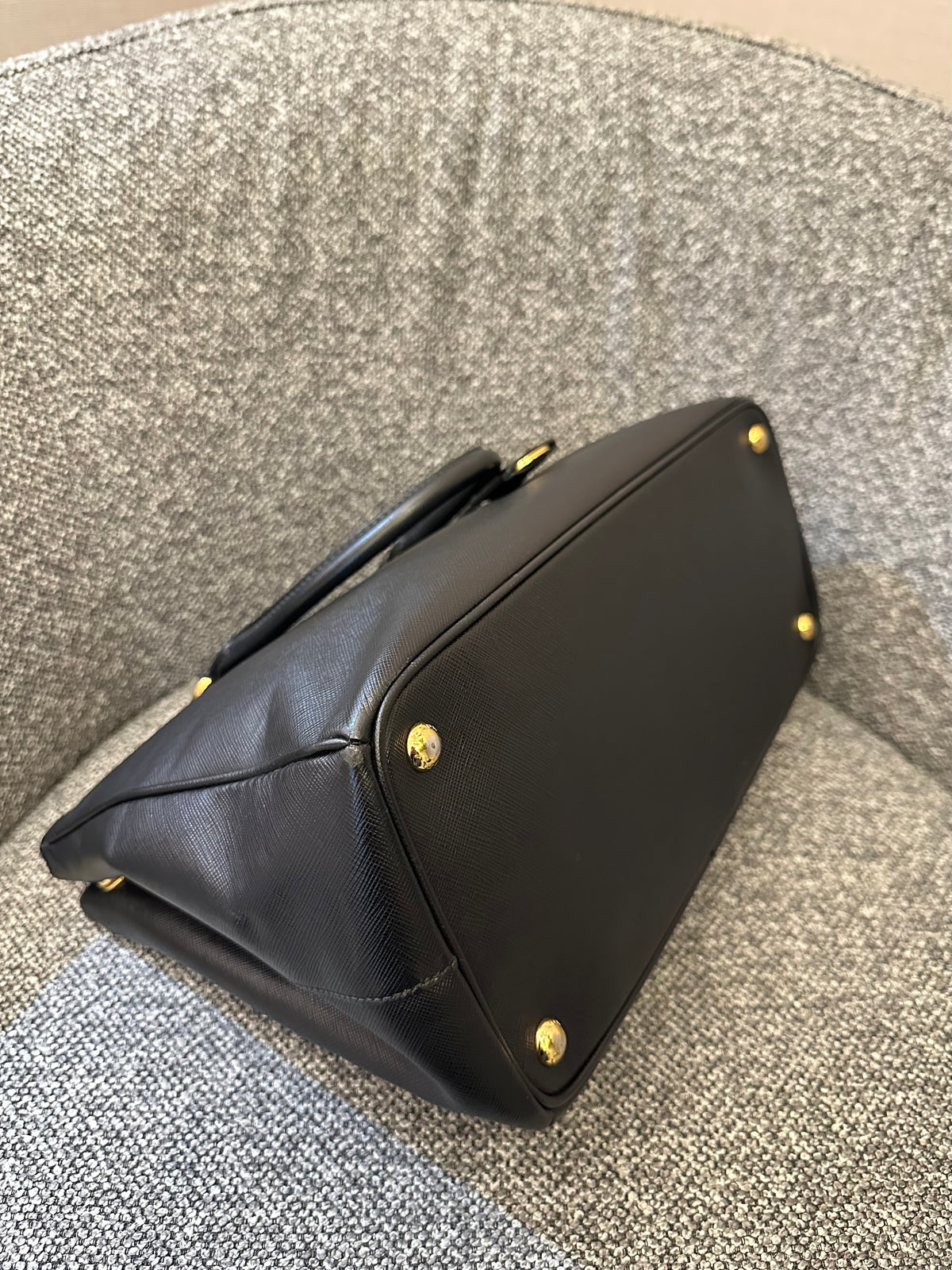 Prada Galleria Saffiano Leather Double Zip Tote Bag in Black