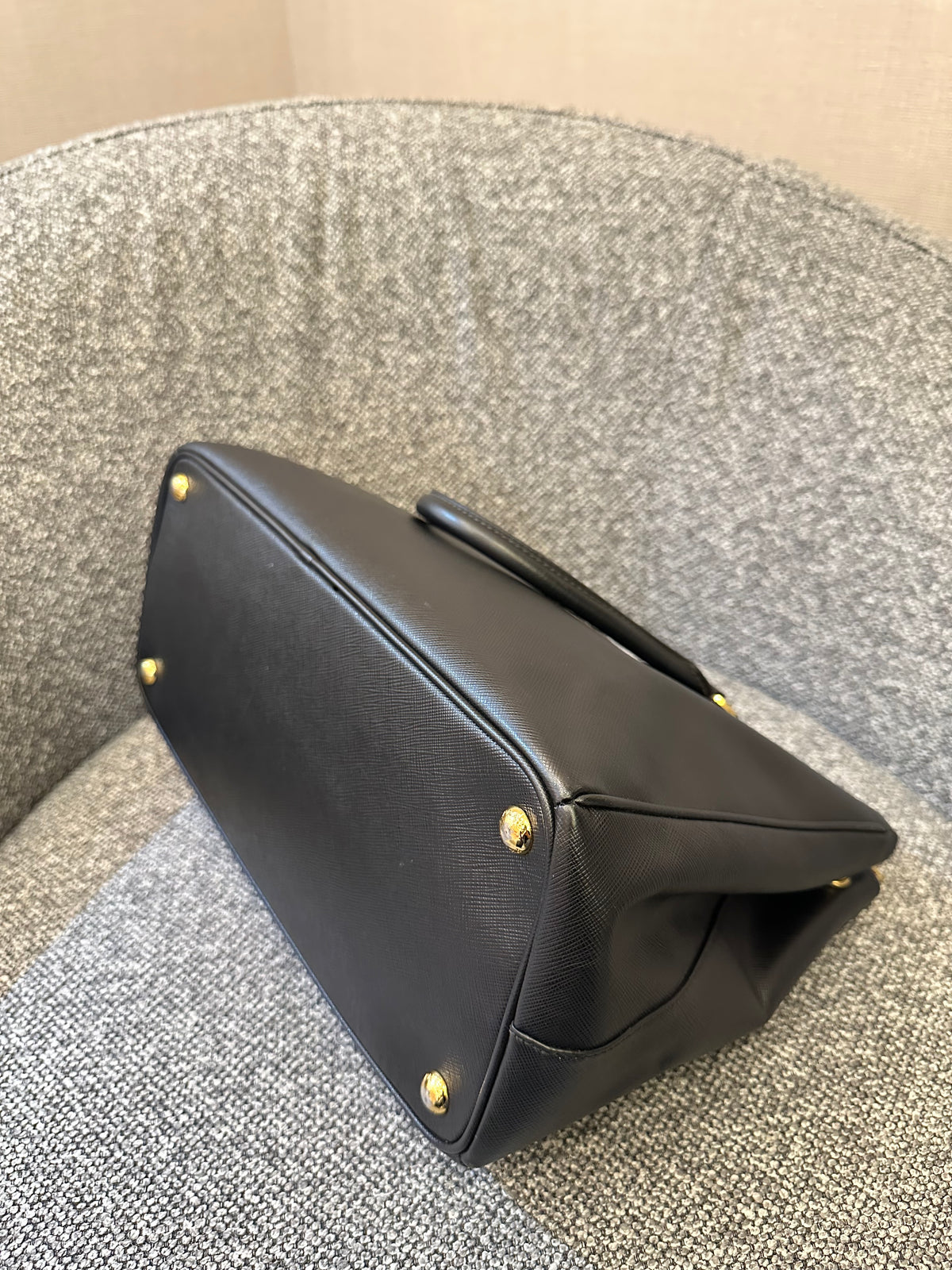 Prada Galleria Saffiano Leather Double Zip Tote Bag in Black