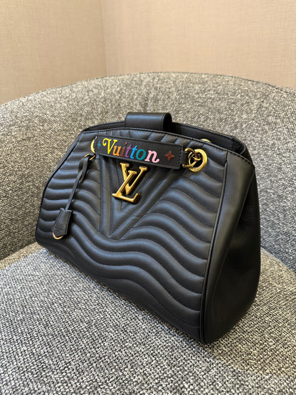 Louis Vuitton New Wave Chain Tote in Black Quilted Calfskin Leather