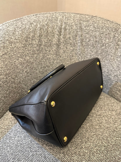 Prada Galleria Saffiano Leather Double Zip Tote Bag in Black