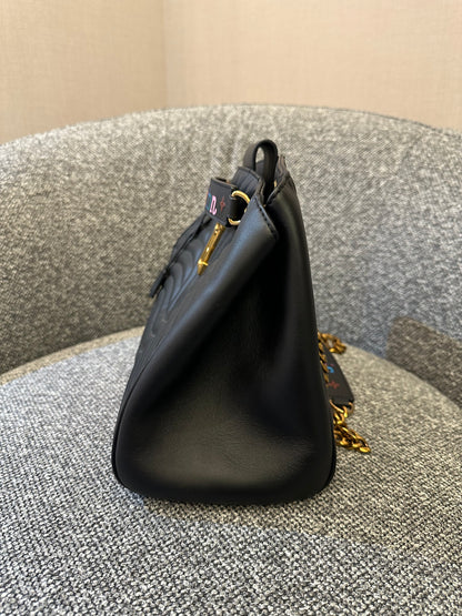 Louis Vuitton New Wave Chain Tote in Black Quilted Calfskin Leather