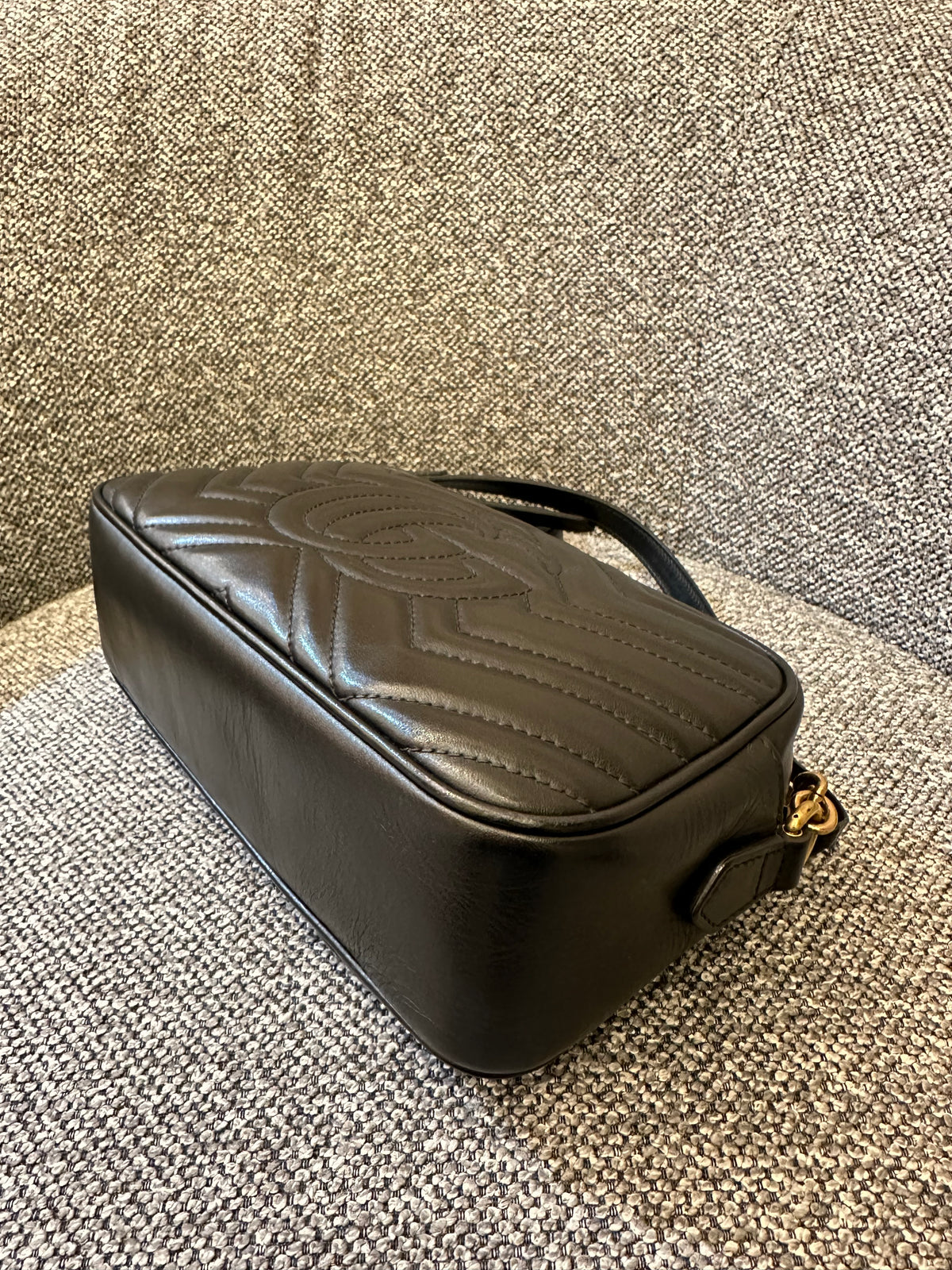Gucci GG Marmont Small Camera Bag in Black Quilted Leather