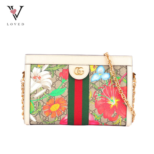 Gucci Ophidia GG Flora Shoulder Bag GG Supreme Canvas