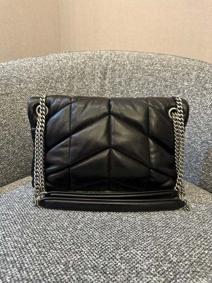 Yves Saint Laurent LouLou Puffer in Black Quilted Lambskin Leather